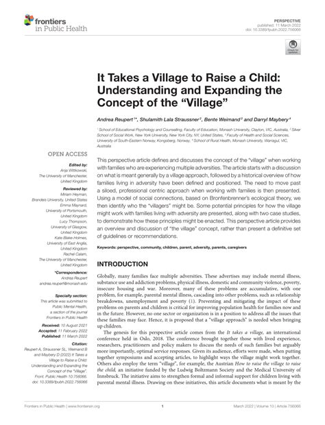 what is the importance of richard's family to the village|It Takes a Village to Raise a Child: Understanding and Expanding the.